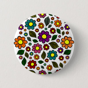 Kleurrijk Bloemmotief uit de Natuur Ronde Button 5,7 Cm