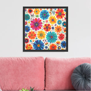 Kleurrijk Bloemmotief Wandkunst Canvas Afdruk