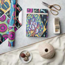 Kleurrijk bloemontwerp, art nouveau, art deco cadeaupapier