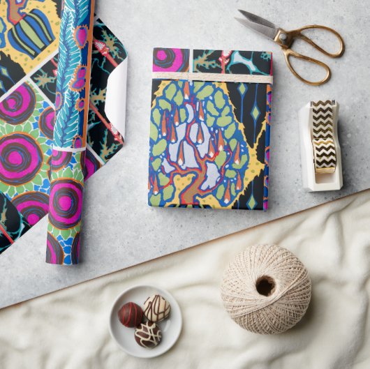 Kleurrijk bloemontwerp, art nouveau, art deco cadeaupapier (Crafts)