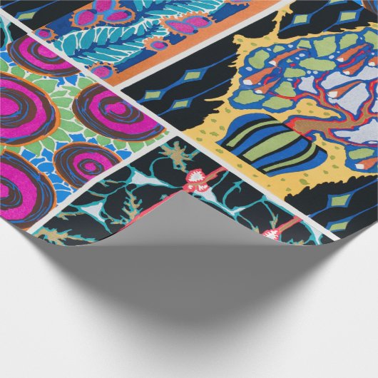 Kleurrijk bloemontwerp, art nouveau, art deco cadeaupapier (Hoek)