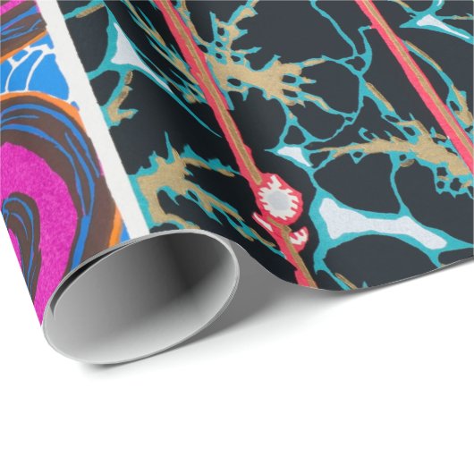 Kleurrijk bloemontwerp, art nouveau, art deco cadeaupapier (Rol Hoek)