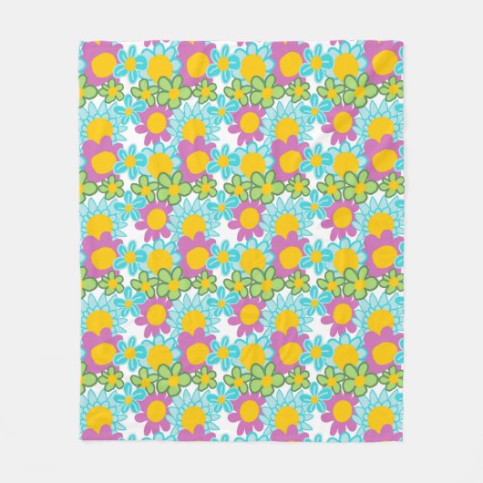Kleurrijk bloemontwerp fleece deken (Voorkant)