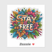 Kleurrijk bloemontwerp met een boodschap van vrijh sticker (Vel)