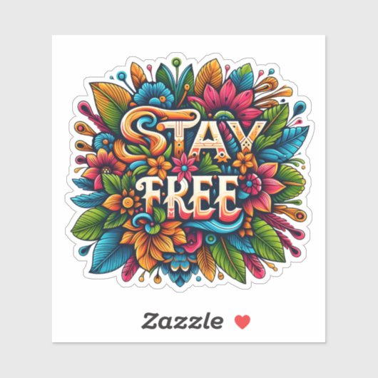 Kleurrijk bloemontwerp met een boodschap van vrijh sticker (Vel)