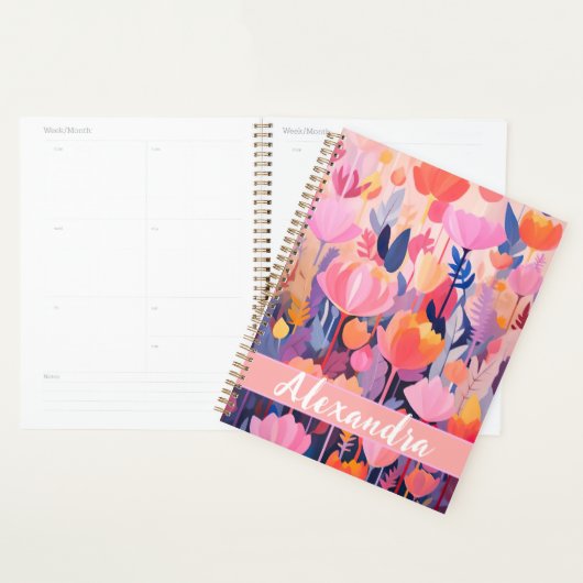 kleurrijk Bloemontwerp met individuele naam Planner (Display)