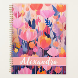 kleurrijk Bloemontwerp met individuele naam Planner