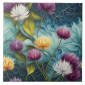 Kleurrijk bloemontwerp met levendige bladeren tegeltje (Voorkant)