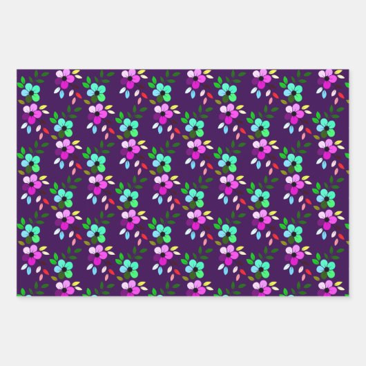 Kleurrijk bloemontwerp met twee bloemen inpakpapier vel (Voorkant 2)