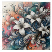 Kleurrijk bloemontwerp met witte lelies tegeltje (Voorkant)