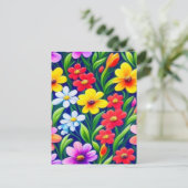Kleurrijk bloempatroon briefkaart (Staand voorkant)