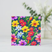 Kleurrijk bloempatroon kaart (Staand voorkant)