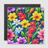 Kleurrijk bloempatroon magnetische uitnodiging (Voorkant / Achterkant)