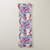 Kleurrijk Bloempatroon Tropische Bloemen Blauw Roz Lichaamskussen (Achterkant (Verticaal))