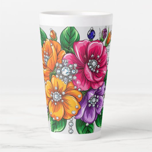 Kleurrijk Bloemstuk Latte Mok (Voorkant)