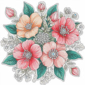 Kleurrijk Bloemstuk Sticker (Voorkant)