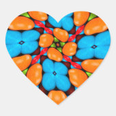 Kleurrijk bloemvariatiepatroon hart sticker (Voorkant)