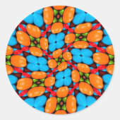 Kleurrijk bloemvariatiepatroon ronde sticker (Voorkant)