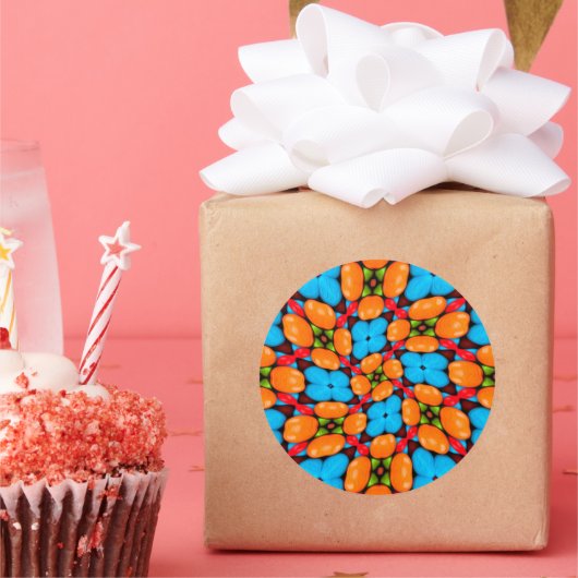 Kleurrijk bloemvariatiepatroon ronde sticker (Feest)