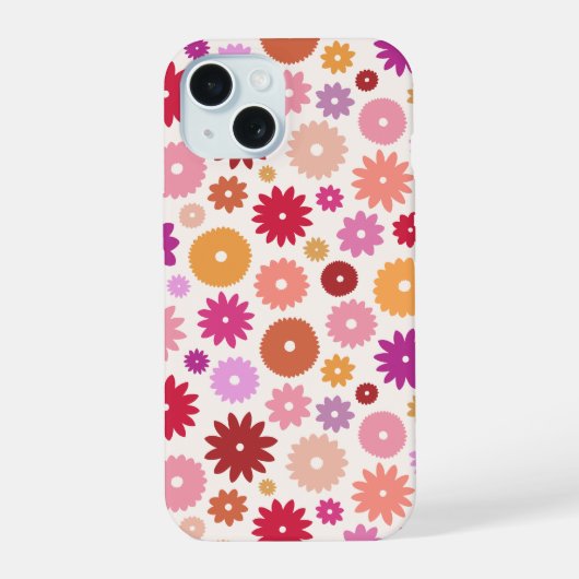 Kleurrijk Bloesem Patroon iPhone 15 Case (Achterkant)