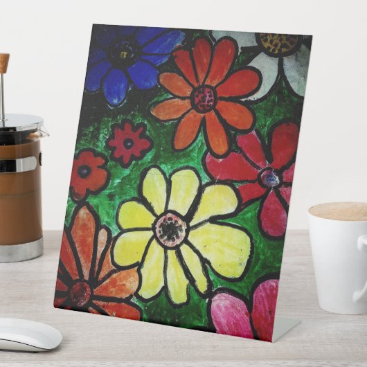 kleurrijk bloesem reclamebord met voetstuk (Insitu)