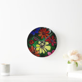 kleurrijk bloesem ronde klok (Huis)