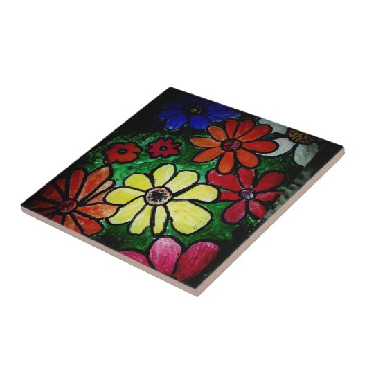 kleurrijk bloesem tegeltje (Zijkant)