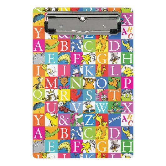 Kleurrijk blokletterpatroon van Dr. Seuss' ABC Mini Klembord (Voorkant)