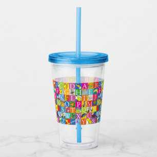 Kleurrijk blokletterpatroon van Dr. Seuss's ABC Acryl Drinkbeker