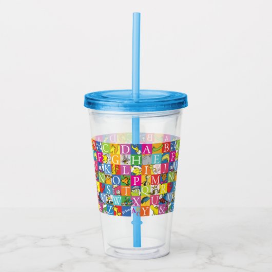 Kleurrijk blokletterpatroon van Dr. Seuss's ABC Acryl Drinkbeker (Voorkant)