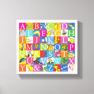 Kleurrijk blokletterpatroon van Dr. Seuss's ABC Canvas Afdruk