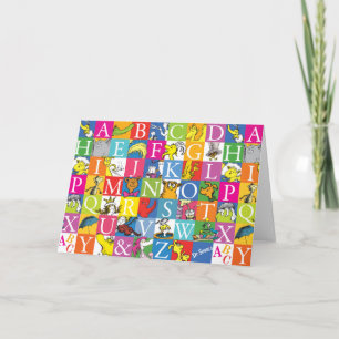 Kleurrijk blokletterpatroon van Dr. Seuss's ABC Kaart