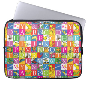 Kleurrijk blokletterpatroon van Dr. Seuss's ABC Laptop Sleeve