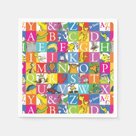 Kleurrijk blokletterpatroon van Dr. Seuss's ABC Servet (Voorkant)