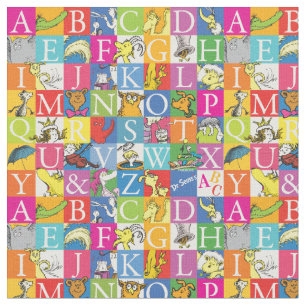 Kleurrijk blokletterpatroon van Dr. Seuss's ABC Stof