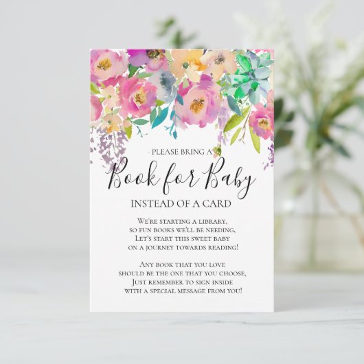 Kleurrijk Bloom Bloemen Baby shower Boek voor Baby Kaart (Staand voorkant)