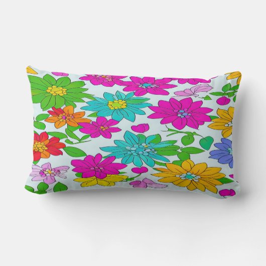 Kleurrijk Bloom Patroon Kussen (Achterkant)