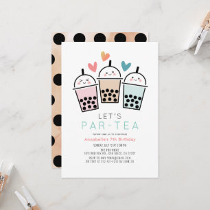 Kleurrijk Boba Bubble Tea Feestje Verjaardag Kaart