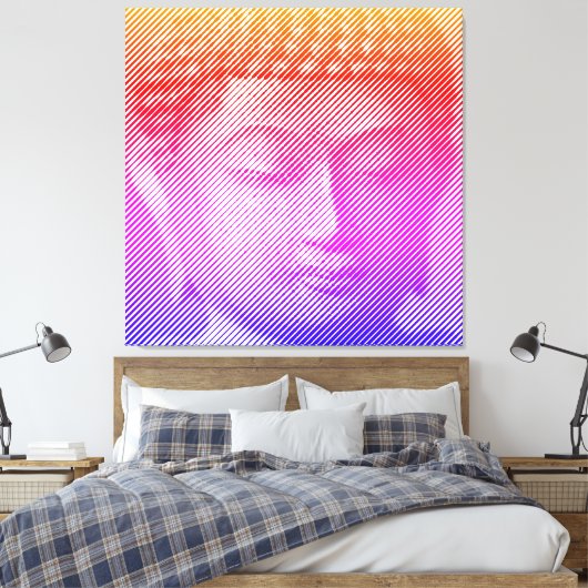 Kleurrijk boeddha-gezichtsveld met lijnen canvas afdruk (Insitu (Slaapkamer))