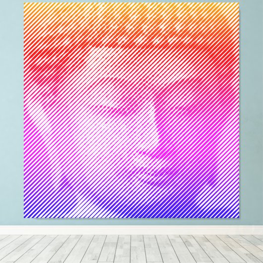 Kleurrijk boeddha-gezichtsveld met lijnen canvas afdruk (Insitu (Houten vloer))