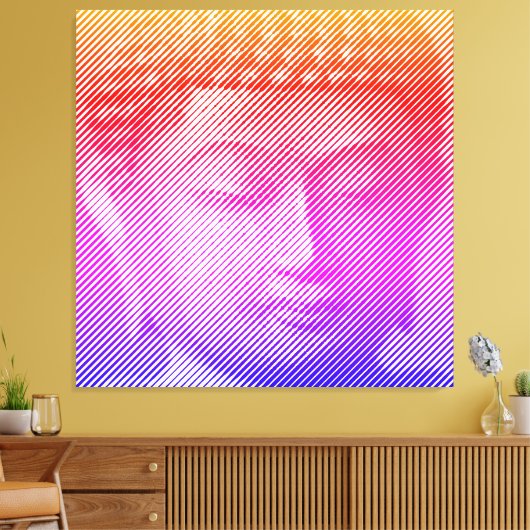 Kleurrijk boeddha-gezichtsveld met lijnen canvas afdruk (Insitu (Woonkamer))