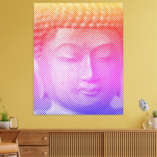 Kleurrijk boeddha-gezichtsveld met lijnen canvas afdruk (Insitu (Woonkamer))