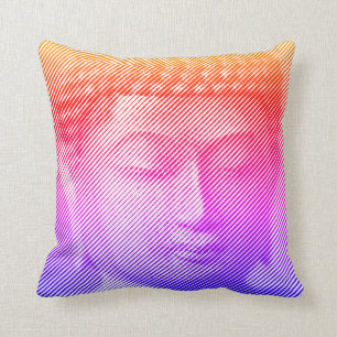 Kleurrijk boeddha-gezichtsveld met lijnen kussen