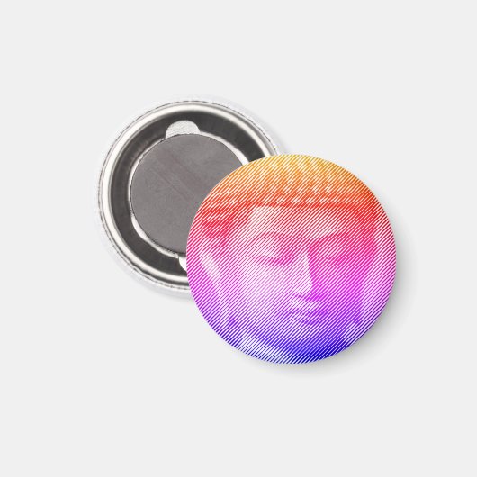 Kleurrijk boeddha-gezichtsveld met lijnen magneet (Voorkant / Achterkant)