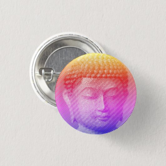 Kleurrijk boeddha-gezichtsveld met lijnen ronde button 3,2 cm (Voorkant /achterkant)