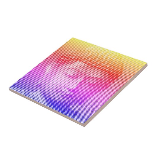 Kleurrijk boeddha-gezichtsveld met lijnen tegeltje (Zijkant)