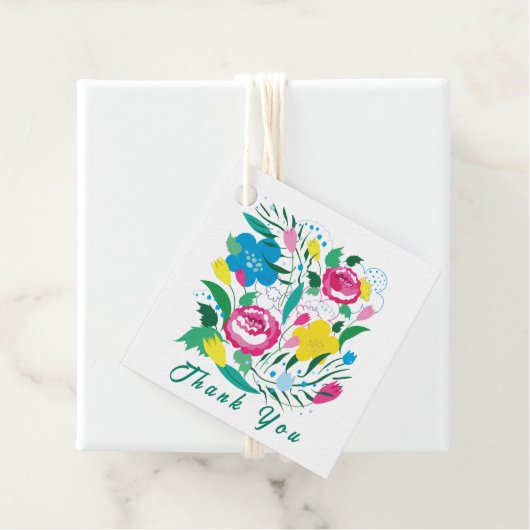 Kleurrijk boeket. bedankjes labels (In situ)