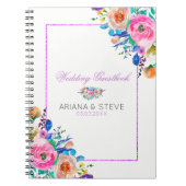 Kleurrijk boeket en Paarse glitter Lijst Notitieboek (Voorkant)