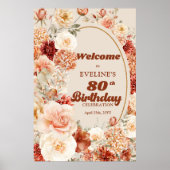 Kleurrijk boeket roestige blush 80ste verjaardag W Poster (Voorkant)