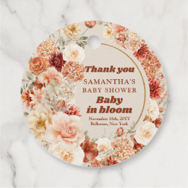 Kleurrijk boeket terracotta blush diep rood bloeme bedankjes labels